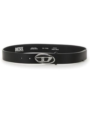 DIESEL Logo Embellished Buckle Belt - Black