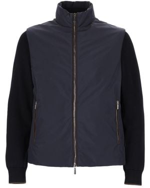 Moorer Solid Mock Collar Jacket - Blue