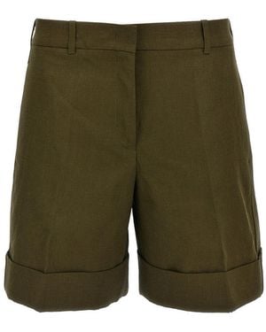Jil Sander Linen Bermuda Shorts With Turn-Up Hem - Green