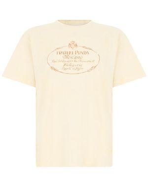 Prada Graphic Crew Neck T-Shirt - Natural