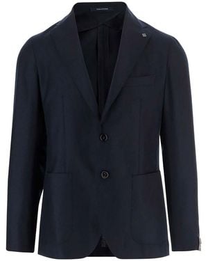 Tagliatore Dark Single Breasted Blazer - Blue