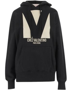 Valentino Logo Hoodie - Black