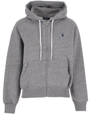 Polo Ralph Lauren Logo Hood Sweatshirt - Gray