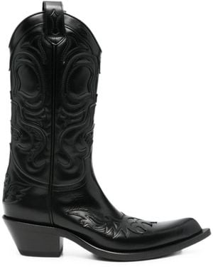 Acne Studios Embroidered Leather Boots - Black