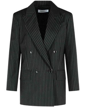 Max Mara Stripes Peaked Lapel Blazer - Black