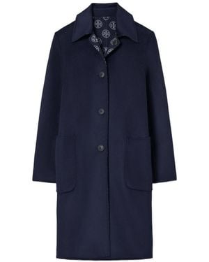 Tory Burch Dark Wool Coat - Blue