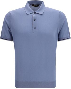 Moorer Solid Regular Polo - Blue