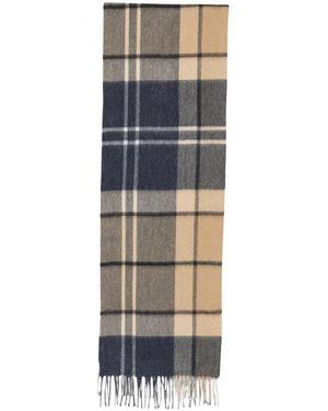 Barbour Carrbridge Tartan Check Fringed Scarf - Brown