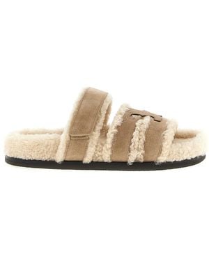Tory Burch Suede Sandals - Natural