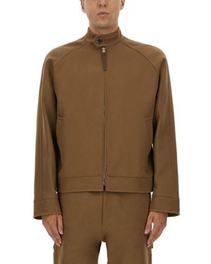 Moschino Solid Mandarin Collar Jacket - Brown