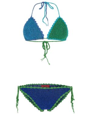 Rose Carmine Crochet Bikini - Blue