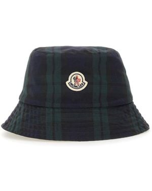 Moncler Reversible Plaid Bucket Hat - Blue