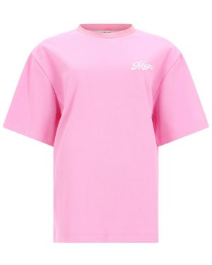 MSGM Logo Crew Neck T-Shirt - Pink