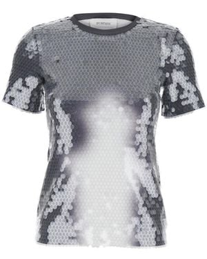 Sportmax Embellished Crew Neck T-Shirt - Gray