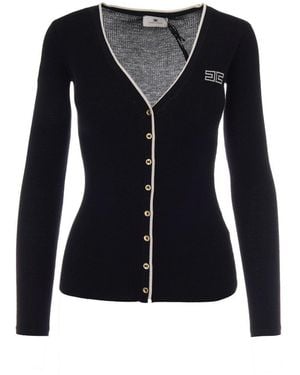 Elisabetta Franchi Knitted V Neck Cardigan - Black