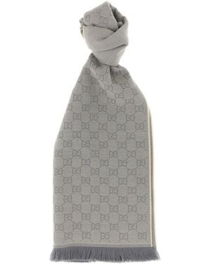 Gucci Gg Wool Scarf - Grey