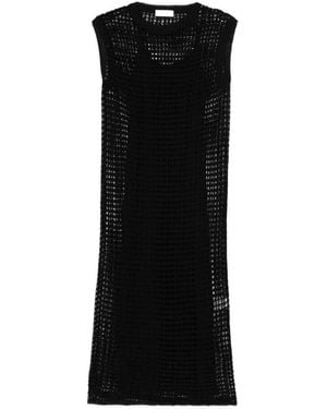 Roberto Collina Crew Neck Knitted Midi Dress - Black