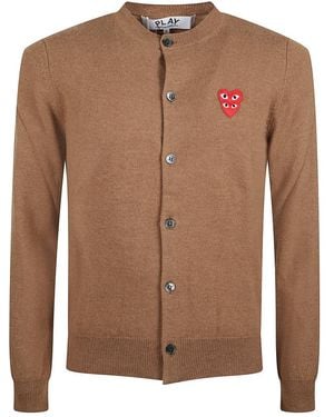 COMME DES GARÇONS PLAY Double Eye V Neck Sweater - Brown