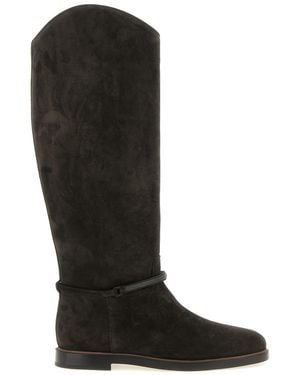 Brunello Cucinelli Calfskin Over The Knee Shoe - Black