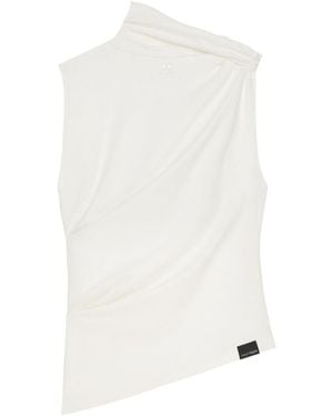 Courreges Draped High Neck Top - White