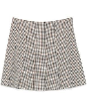 MSGM Pleated Checkered Skirt - Gray