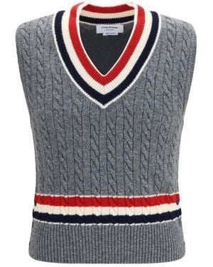 Thom Browne Slim Sleeveless Sweater - Gray