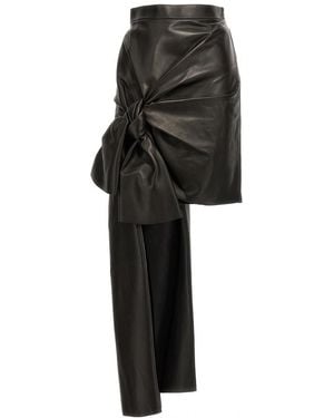 McQueen Leather Asymmetric Mini Skirt - Black