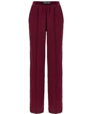 Tom Ford Stretch Silk Pants - Red