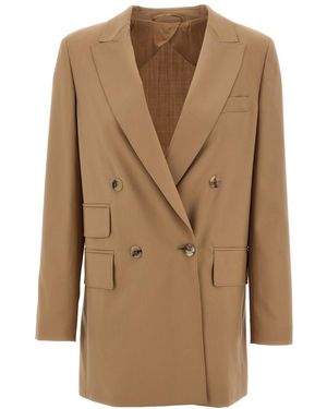 Max Mara Peaked Lapel Blazer - Natural