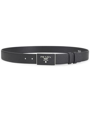 Prada Textured Logo Buckle Belt - Black