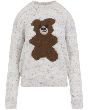 Moschino Ivory Graphic Crew Neck Sweater - White