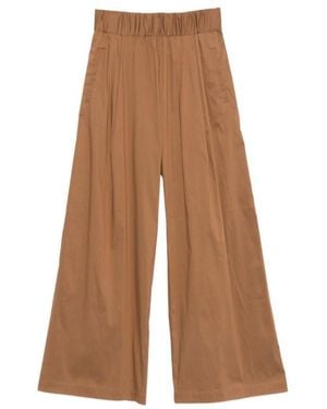 Semicouture Straight Flat Front Pant - Brown