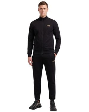 EA7 Cotton Logo Tracksuit - Black