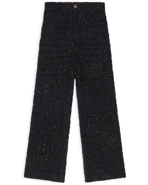 Balenciaga Metallic Tweed Straight-Leg Pants - Blue