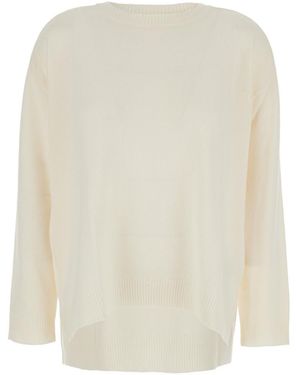 P.A.R.O.S.H. Solid Round Neck Sweater - White