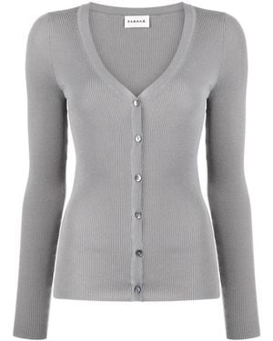 P.A.R.O.S.H. V-Neck Ribbed Cardigan - Grey