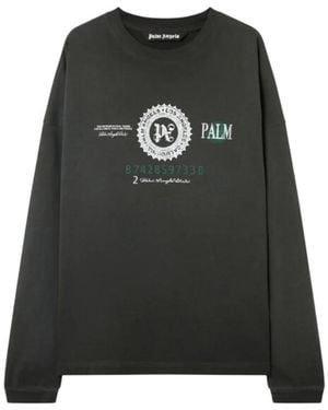 Palm Angels Crew Neck T-Shirts - Black