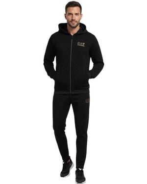 EA7 Zip Up Logo Hoodie - Black