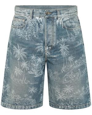 Amiri Printed Denim Shorts - Blue