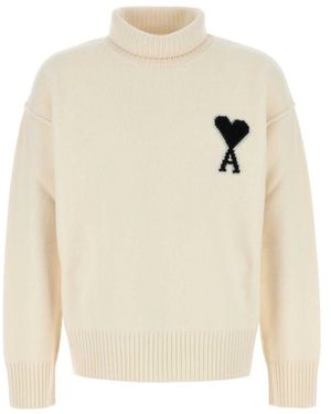 Ami Paris Turtle Neck Sweater - White