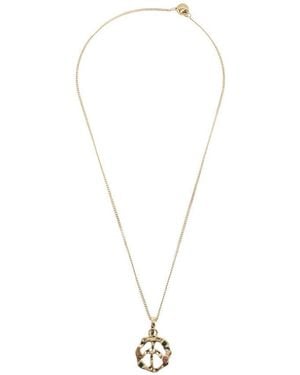Palm Angels Golden Logo Charm Necklace - White