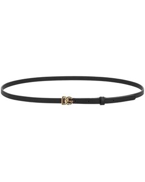 Dolce & Gabbana Solid Logo Buckle Belt - Metallic