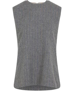 Carven Stripes Round Neck Top - Grey