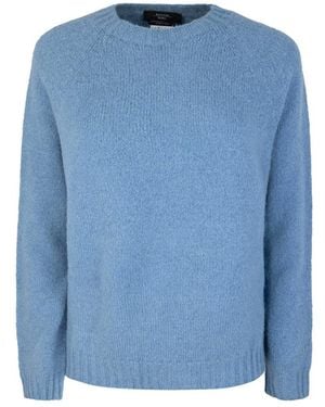 Weekend by Maxmara Solid Crew Neck Sweater - Blue