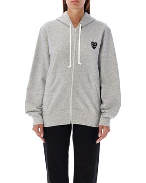 Comme des Garçons Logo Front Zipper Sweatshirt - Gray