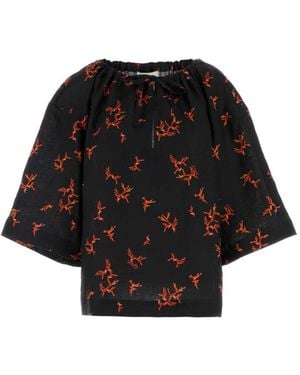 Fendi Printed Linen Blouse - Black