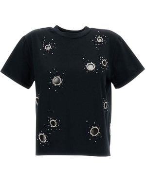Des Phemmes Embellished Crew Neck T-Shirt - Black