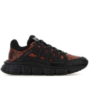Versace Two-Tone Leather Sneakers - Black