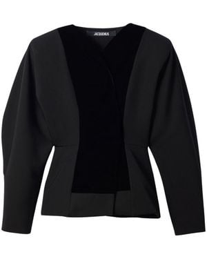 Jacquemus Solid V Neck Top - Black