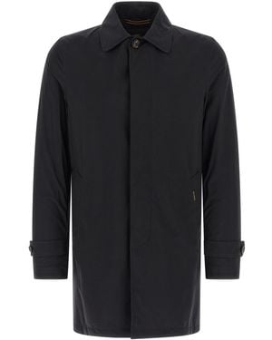 Moorer Shirt Collar Trench Coat - Black